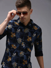Men Blue Printed Casual Shirt-PARKERPRINT-1558-Navyblue